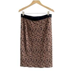 Tahari Cheetah Print Sweater Skirt Stretch Size Medium Knee Length Brown Black